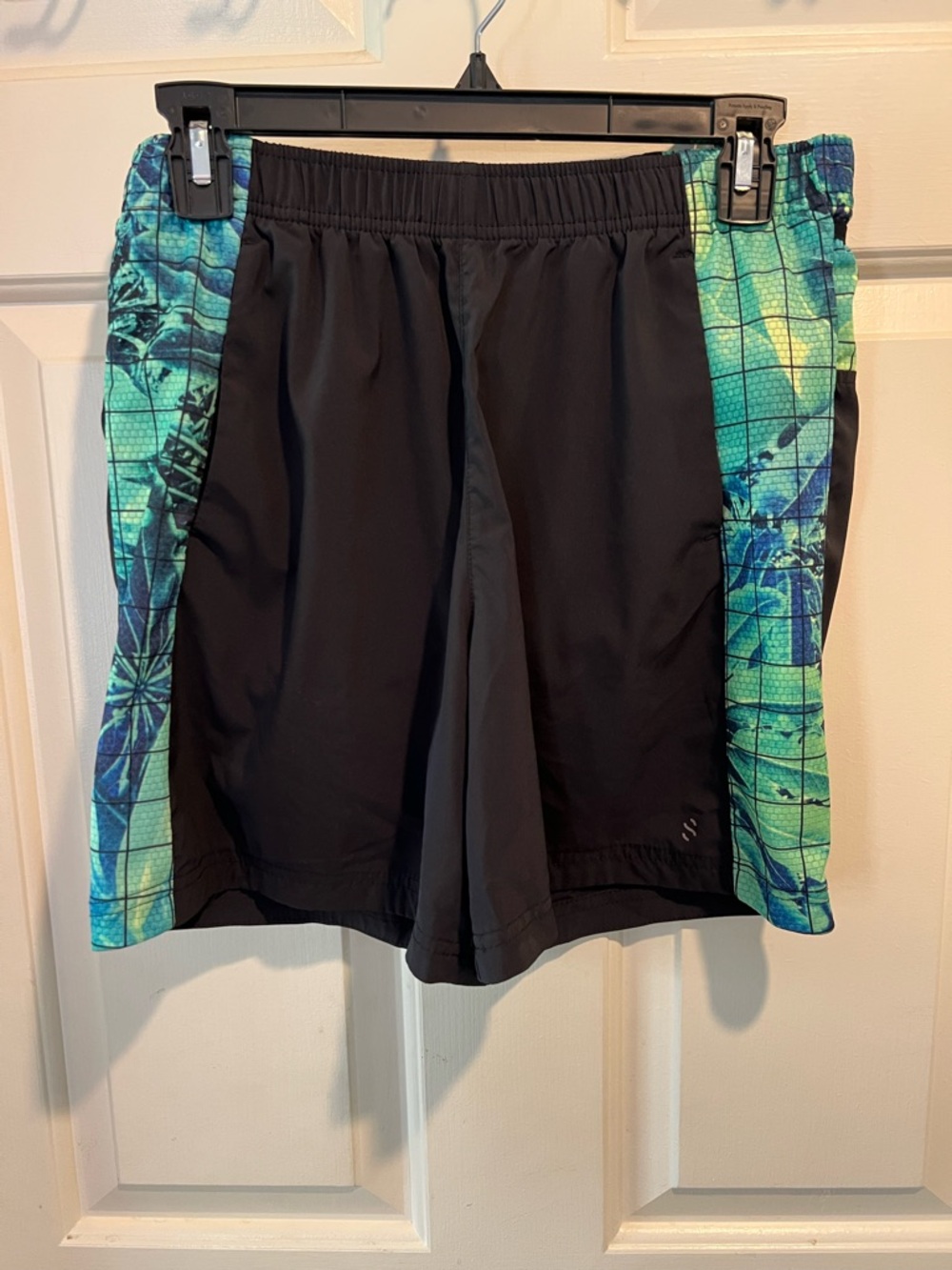 H&M Black Athletic Shorts with Teal-Green Side Panels
